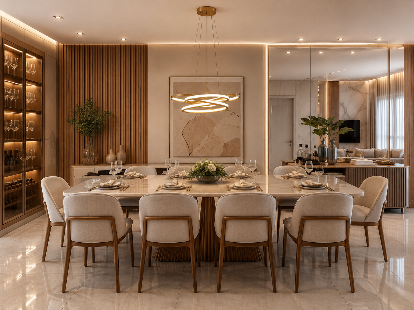 Um ambiente elegante e funcional para reunir família e convidados.